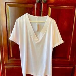 White V-Neck Women's Top